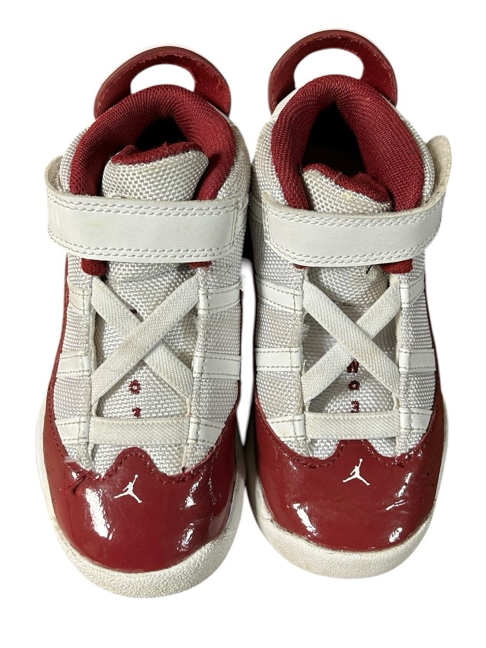 Jordan Kids White and Red High-Top Sneakers